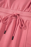 French Terry Zipped Collar Sleeveless Drawstring Waist Mini Dress