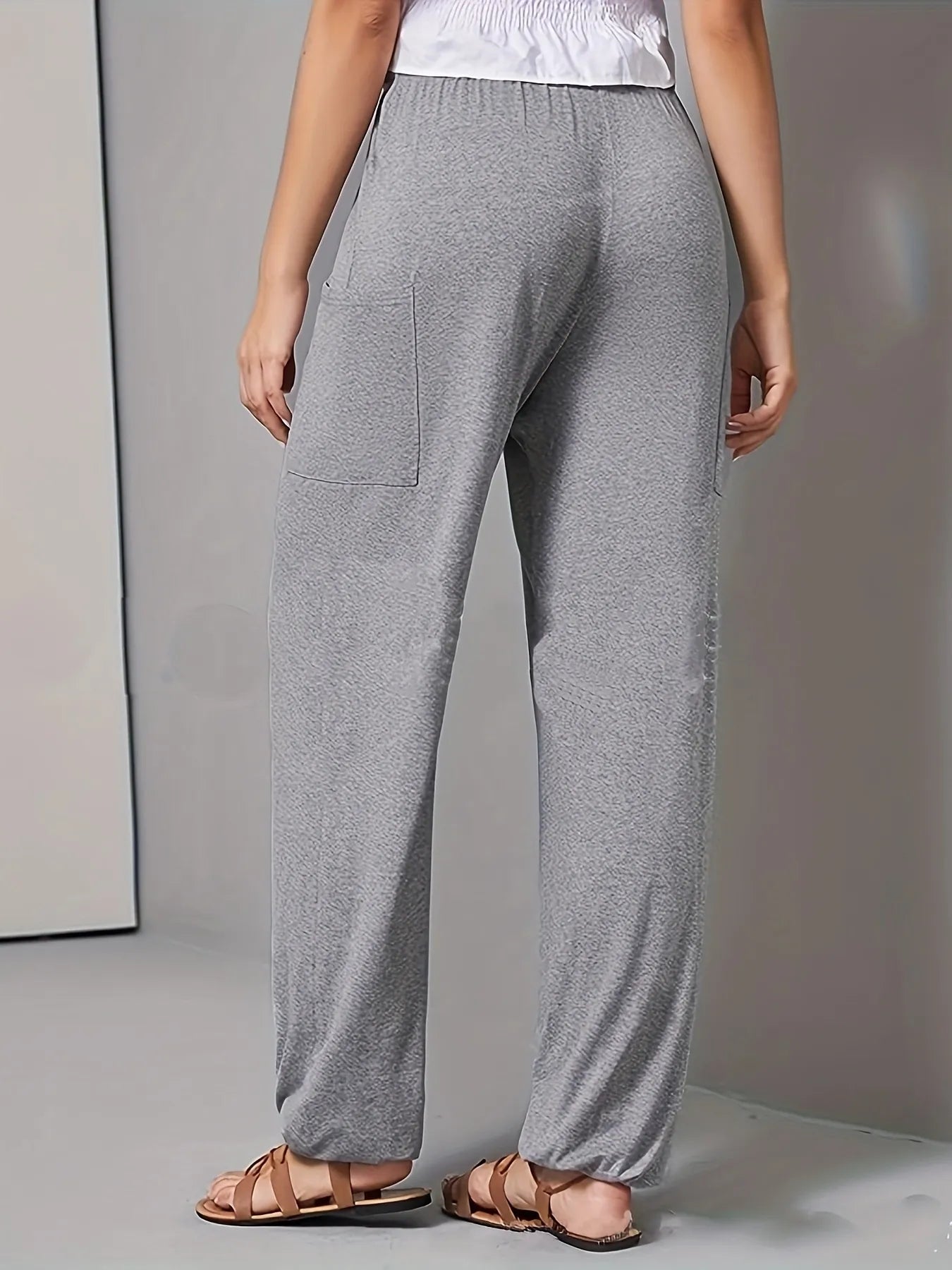 Drawstring Wide Leg Pants with Pockets