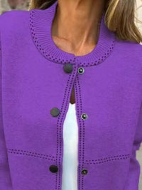 Full Size Button Up Long Sleeve Cardigan Plus Size - Store 42