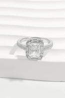925 Sterling Silver Inlaid Zircon Square Ring Silver