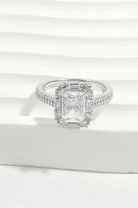925 Sterling Silver Inlaid Zircon Square Ring Silver
