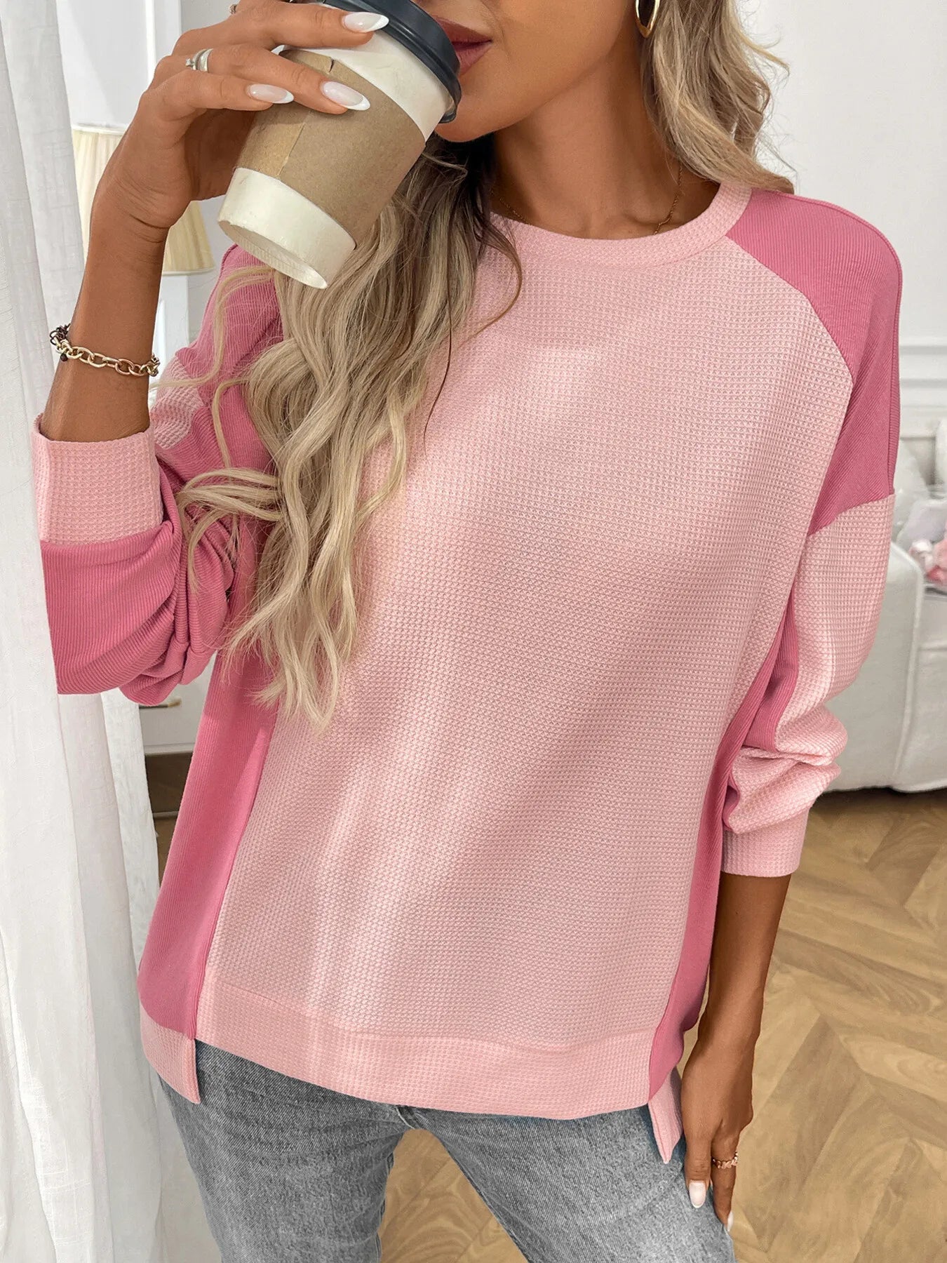 Trendy Color Block Oversized Long Sleeve Sweatshirt for Ultimate Comfort & Style