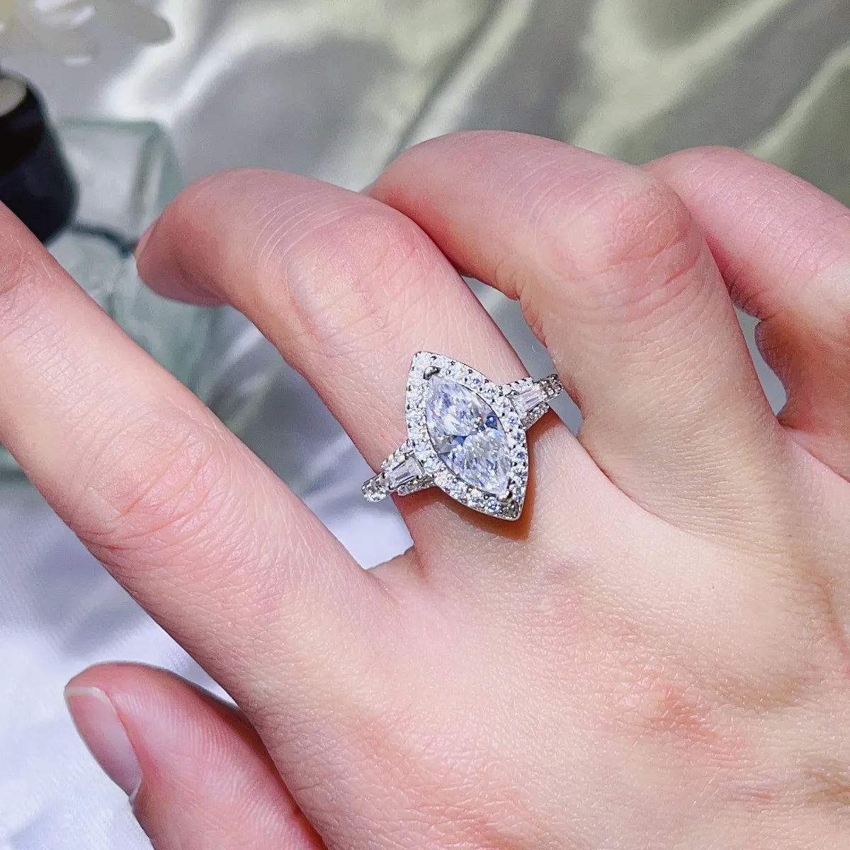 2 Carat Moissanite Ring in 925 Sterling Silver with Platinum-Plated Finish