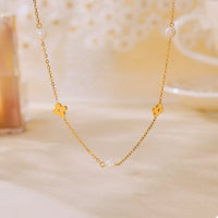 Freshwater Pearl 18K Gold-Plated Flower Necklace