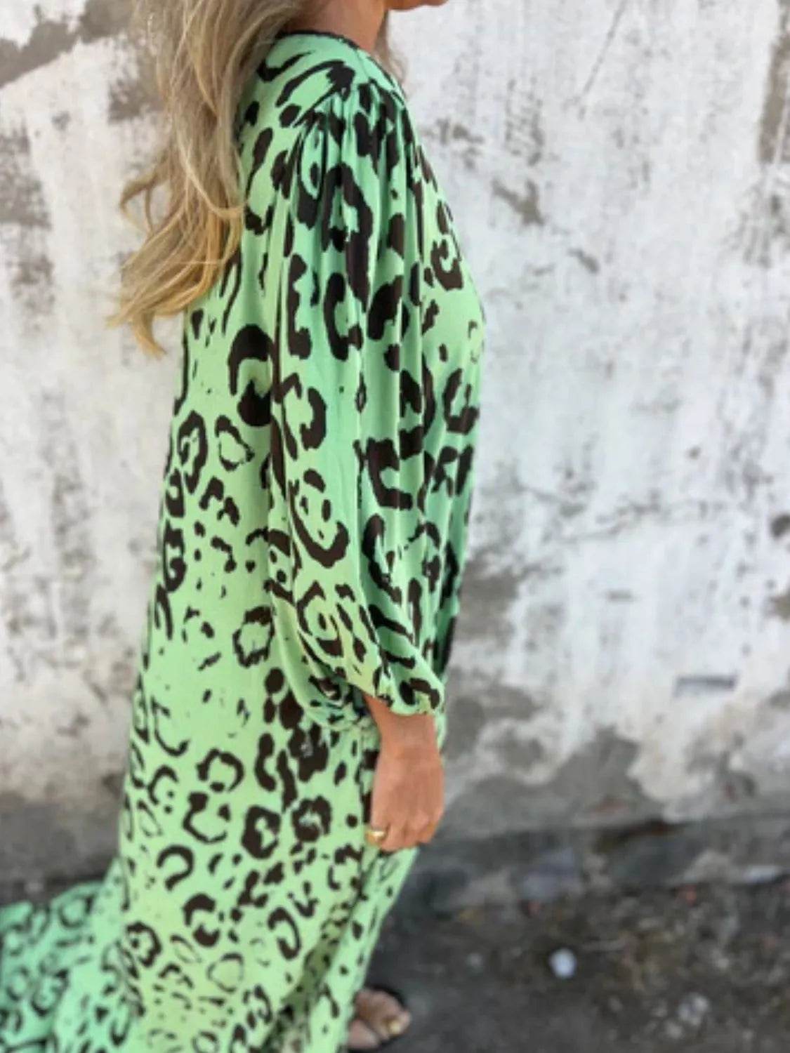 Full Size Printed V-Neck Dress with Pockets Plus Size - Store 42