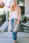 Sequin Open Front Sheer Cardigan Beige