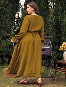 Honey Plus Size Ruffled Polka Dot Long Sleeve Midi Dress - Store 42