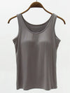 Full Size Wide Strap Modal Tank with Bra Dark Gray
