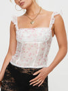 Ruffled Floral Square Neck Cami White