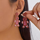 Christmas Acrylic Dangle Earrings Gingerbread Man onesize