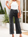 High-Waisted Wide Leg Washed Jeans Black