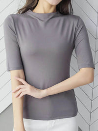 Men's Solid Color Short Sleeve T-Shirt - 100% Polyester, Slightly Stretchy, Imported - Store 42