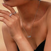 Moving Crystal Bar Necklace and Ring Jewelry Set Silver One Size