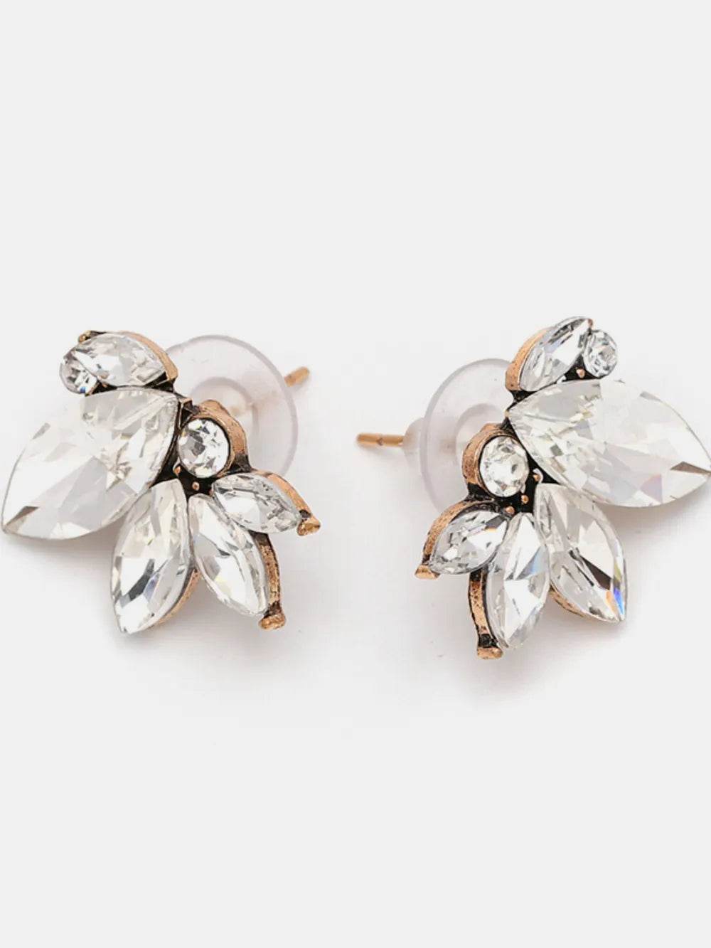 Elegant Alloy Rhinestone Flower Stud Earrings - Imported One Size, Perfect for Any Occasion - Store 42