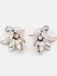 Elegant Alloy Rhinestone Flower Stud Earrings - Imported One Size, Perfect for Any Occasion - Store 42