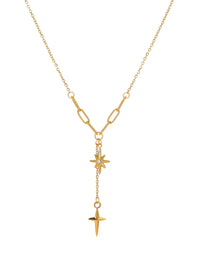 18K Gold-Plated Star Cross Pendant Necklace