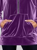 Full Size Half Zip Kangaroo Pocket Hoodie Plus Size - Store 42