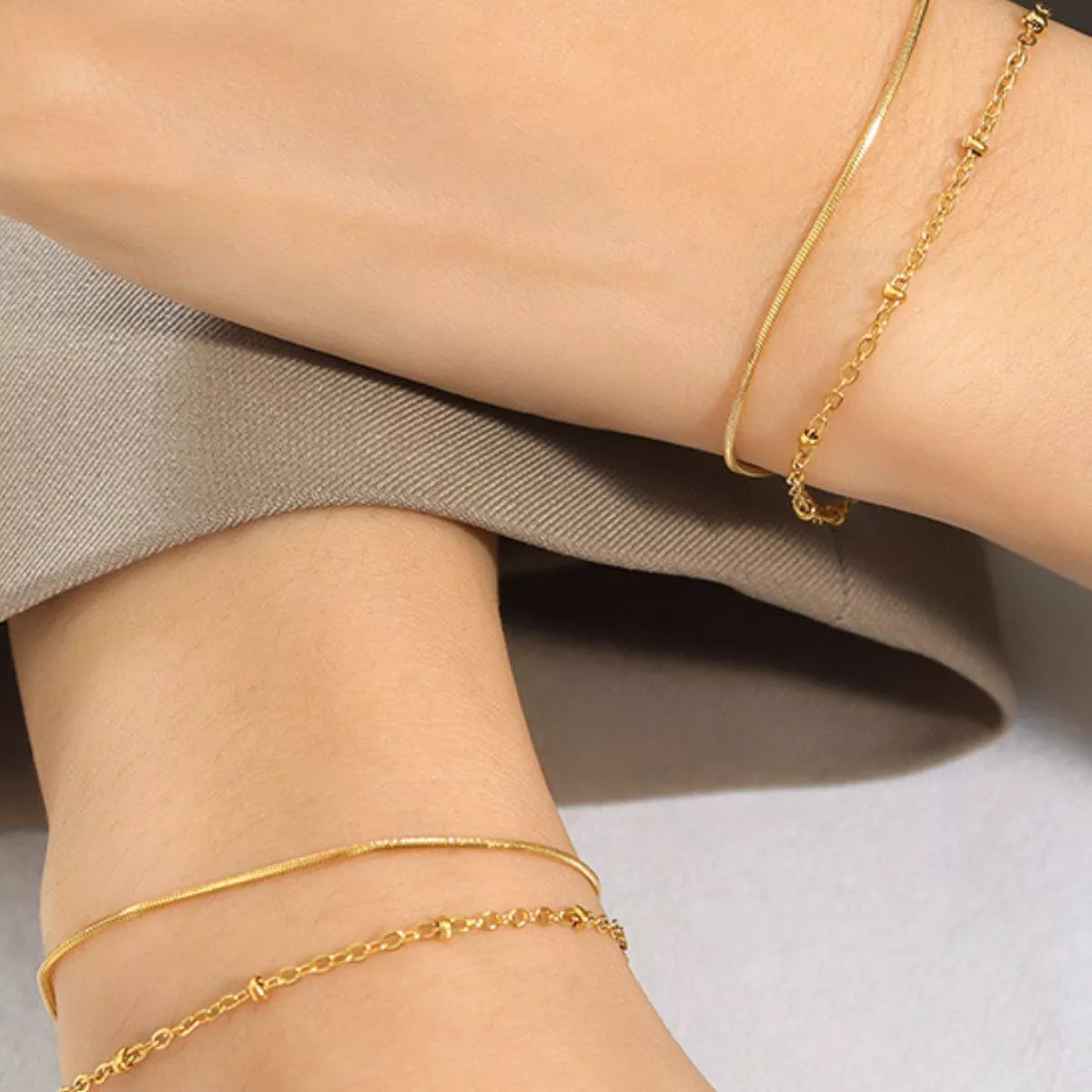Titanium Steel Double Layered Bracelet