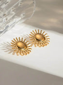 18K Gold-Plated Stainless Steel Sun Stud Earrings - Elegant Jewelry for Everyday Wear - Store 42