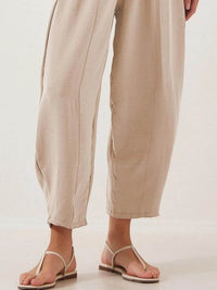 Full Size Drawstring Wide Leg Cropped Pants Plus Size - Store 42