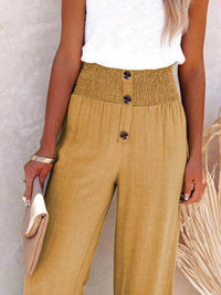 Full Size High-Waisted Textured Wide Leg Pants Plus Size - Store 42