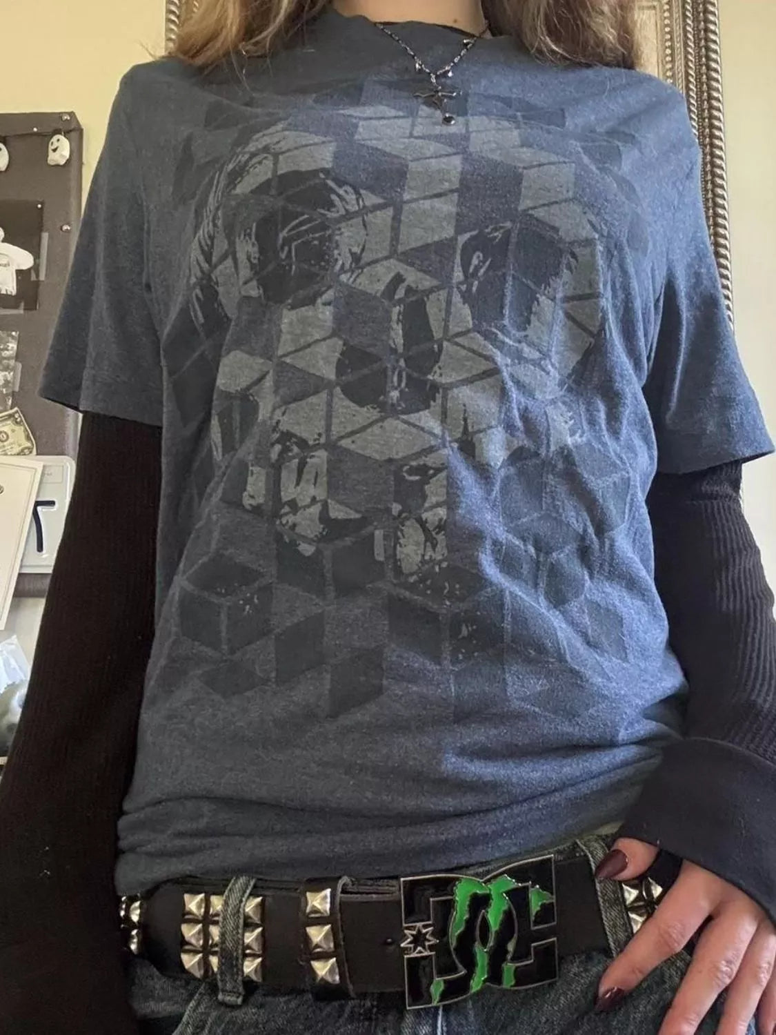 Skull Graphic Long Sleeve T-Shirt for Men - 100% Polyester, Slightly Stretchy Design