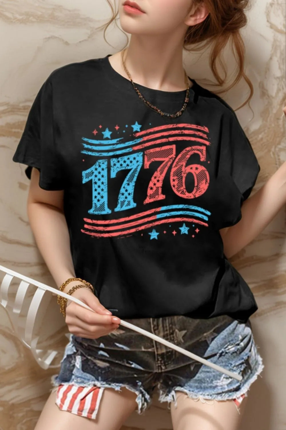 Casual Graphic Round Neck T-Shirt for Women - Stretchy, Soft, and Comfortable