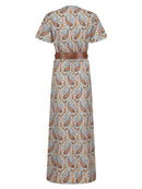 Full Size Printed V-Neck Short Sleeve Maxi Dress Plus Size - Store 42