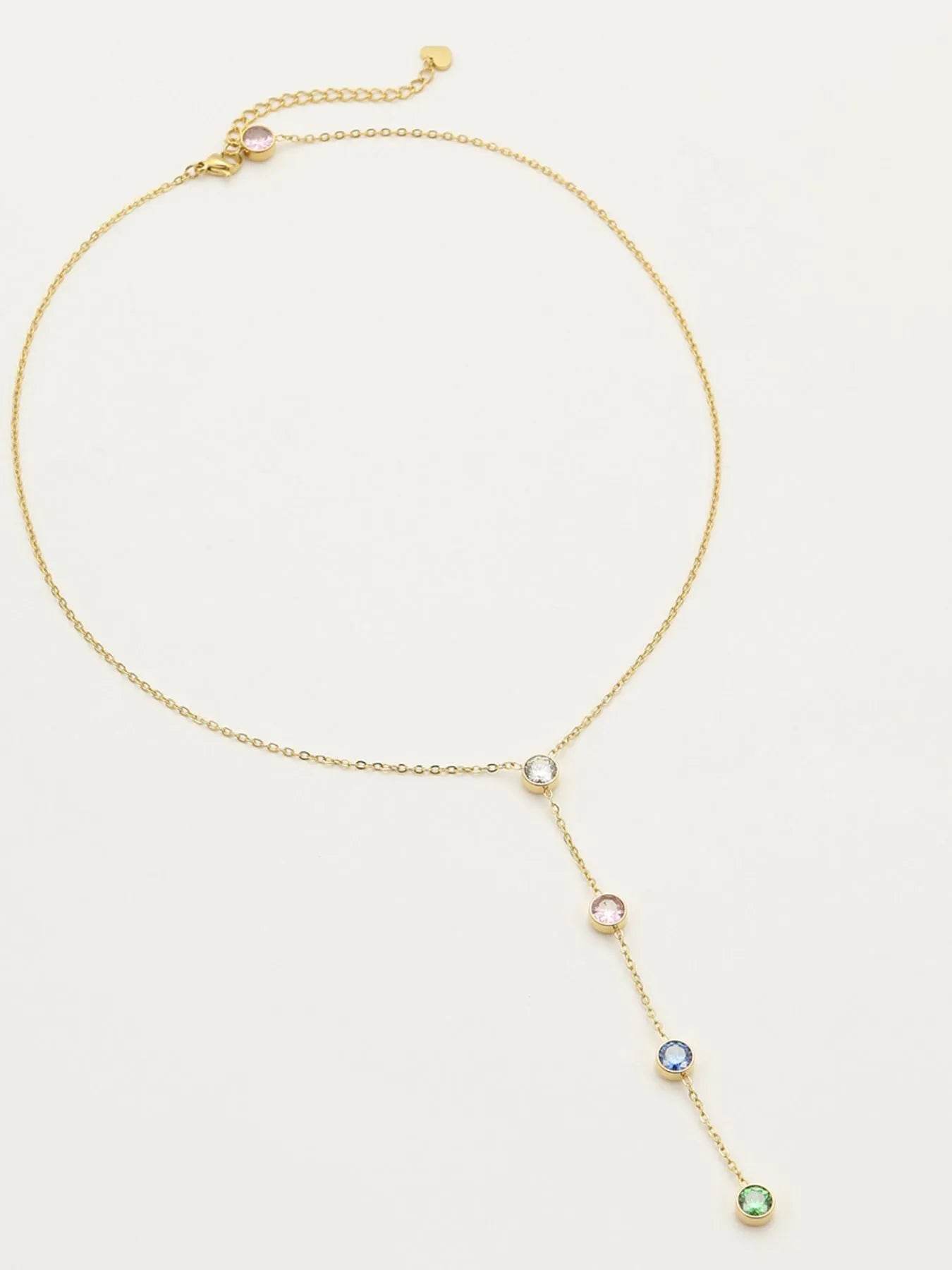 18K Gold-Plated Stainless Steel Zircon Y-Drop Necklace - Store 42