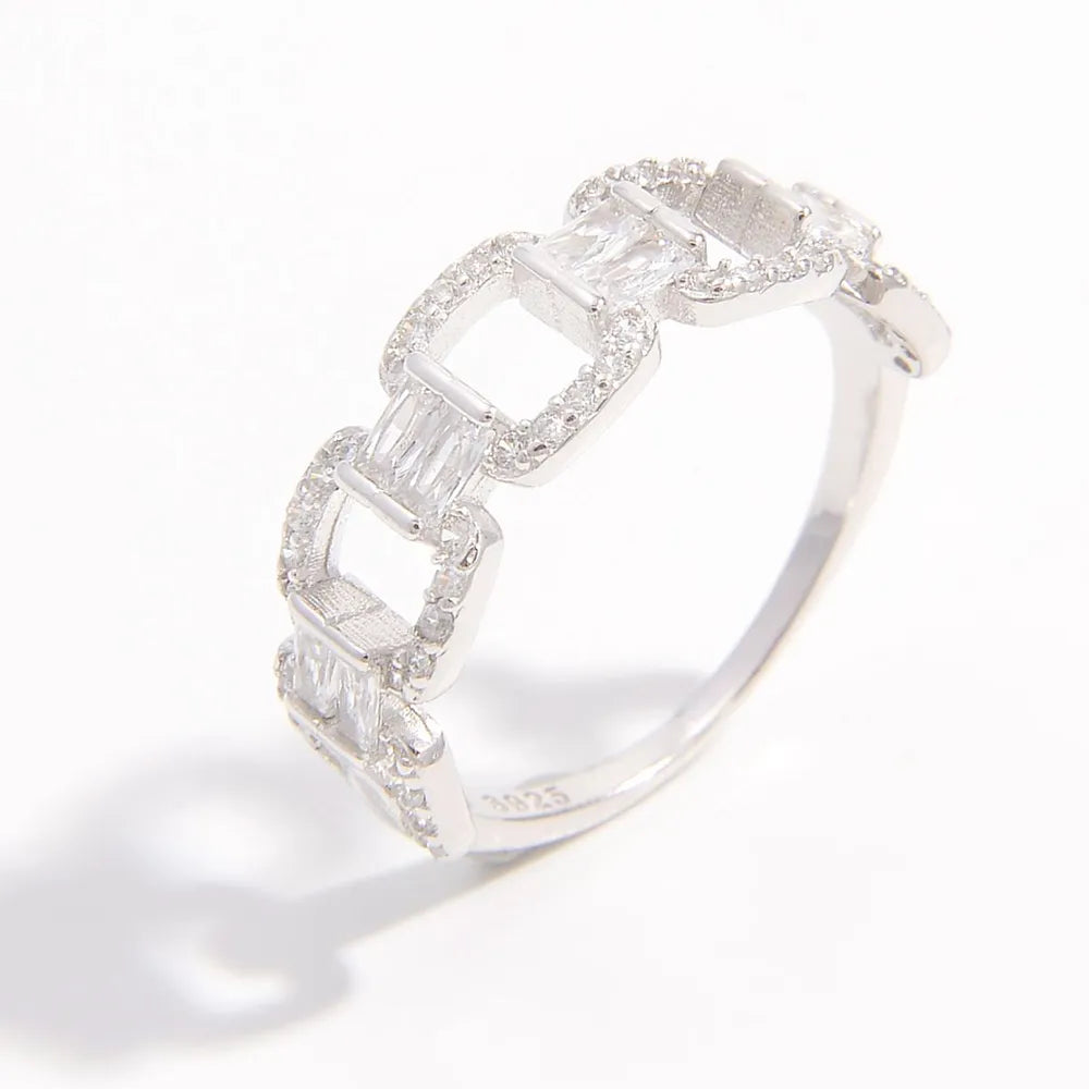 925 Sterling Silver Zircon Cutout Ring for Elegant Style - Perfect Fashion Accessory