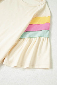 Slightly Stretchy Color Block T-Shirt with Stitched Sleeves for Effortless Style - Store 42