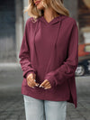 Textured Drawstring Long Sleeve Hoodie Plum Purple