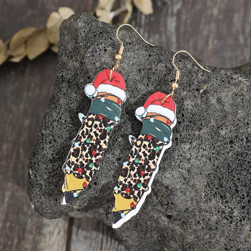 Trendy PU Leather Alloy Pencil Earrings – Lightweight, Stylish Design for Everyday Wear