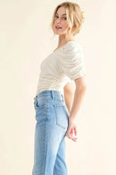 And The Why Buttery Soft Ruched Detailed Jersey Bodysuit - Store 42