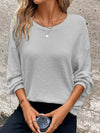 Plus Size Relaxed Fit Waffle Knit Round Neck T-Shirt Gray