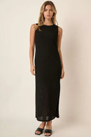 Mittoshop Side Slit Round Neck Sleeveless Dress