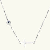 Elegant Cross Moissanite Necklace in 925 Sterling Silver with 18K Gold-Plating, 0.3 Ct - Store 42
