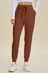 Basic Bae Full Size Air Scuba Drawstring High Waist Joggers Caramel