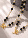 Stainless Steel Agate Shell Bead Necklace Gold One Size