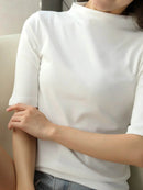 Men's Solid Color Short Sleeve T-Shirt - 100% Polyester, Slightly Stretchy, Imported - Store 42