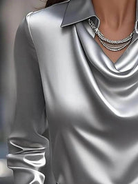 Full Size Collared Neck Long Sleeve Blouse Plus Size - Store 42