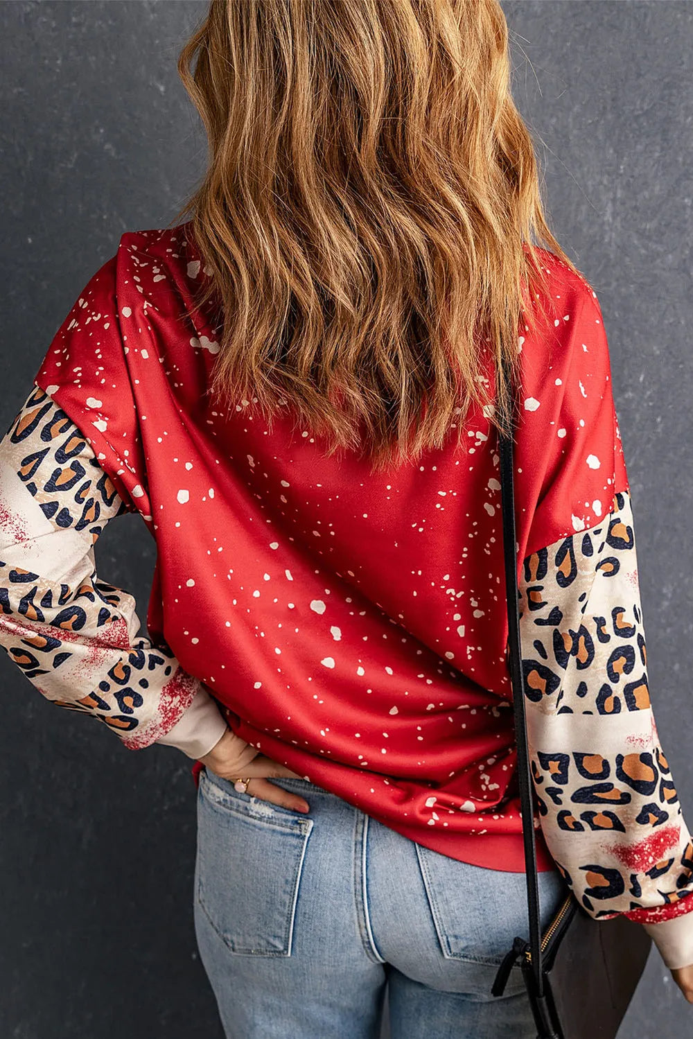 Trendy Leopard Print Round Neck Dropped Shoulder Sweatshirt | Opaque Style & Durable Fabric