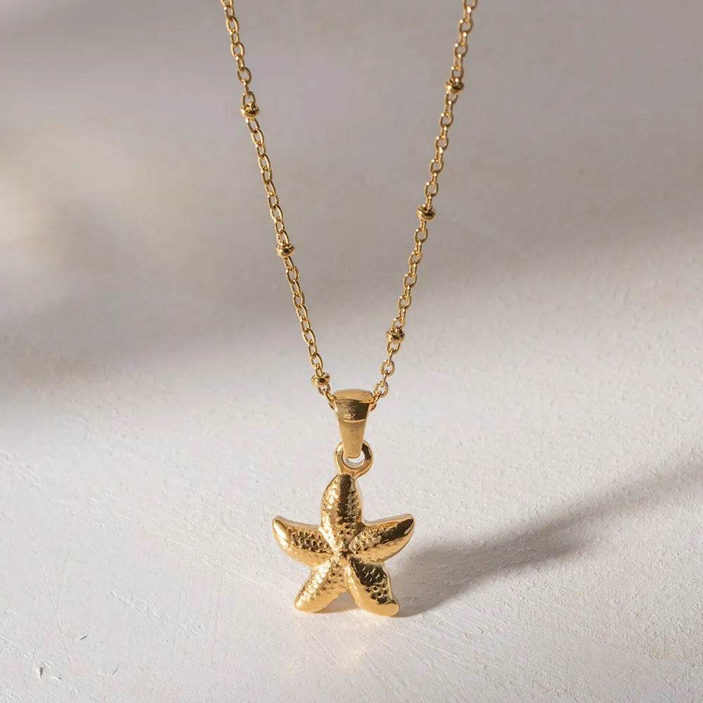 18K Gold Plated Starfish Pendant Necklace – Ocean-Inspired Jewelry for Elegant Style - Store 42