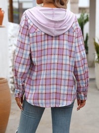 Plaid Button-Up Hooded Shirt