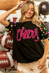 BiBi Metallic Letter Spangle Raglan Puff Sleeve Top - Store 42