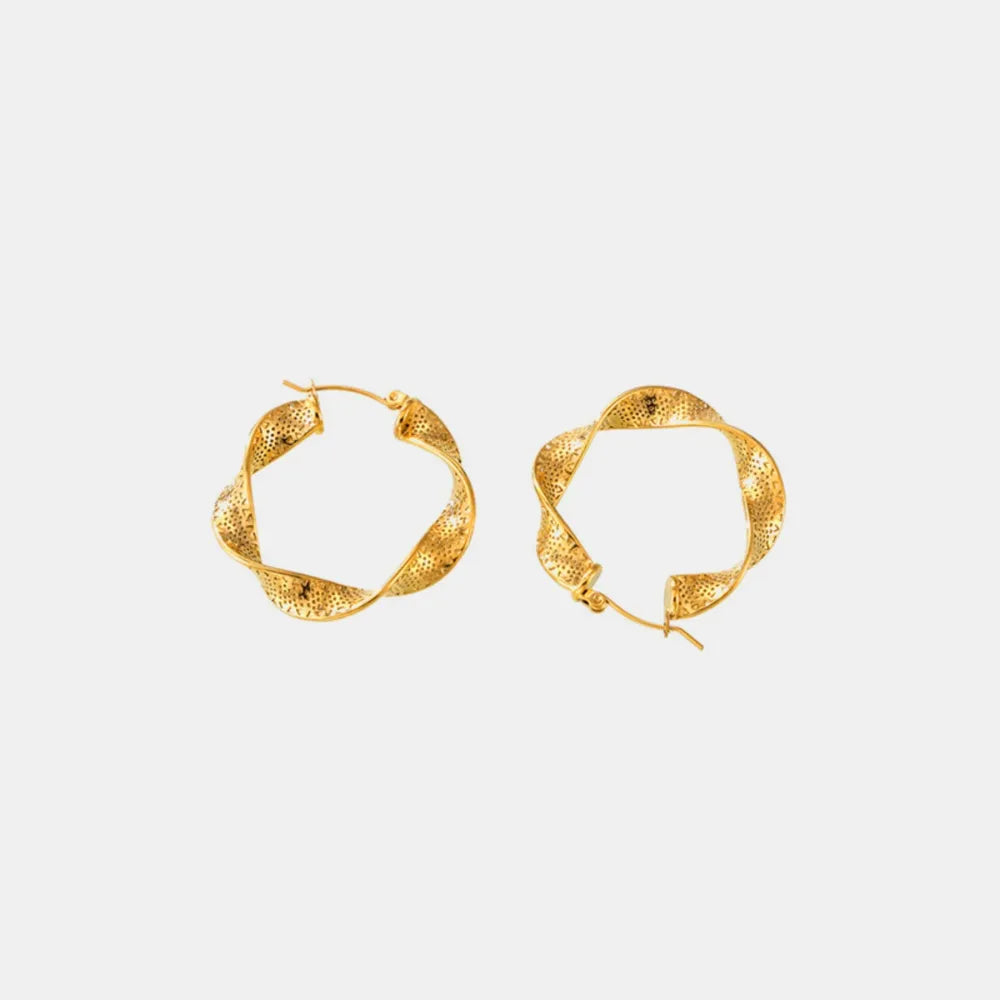 Stylish 18K Gold-Plated Titanium Steel Twisted Earrings - Lightweight & Durable Design