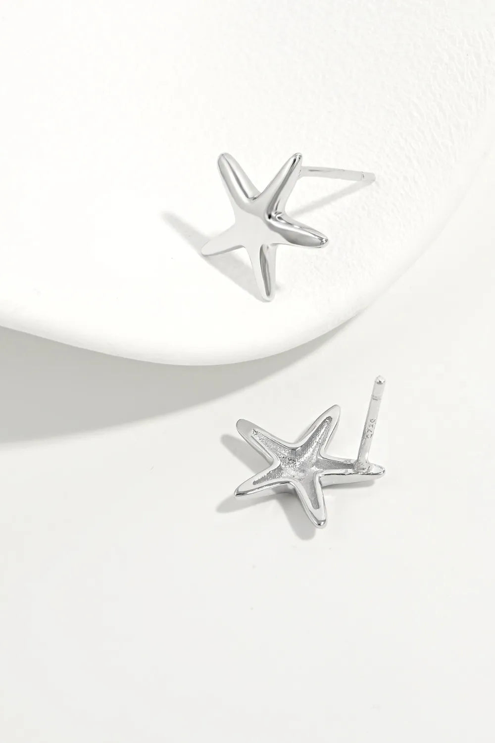 925 Sterling Silver Star Stud Earrings – Elegant Platinum-Plated Jewelry with Gift Box