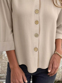 Full Size Button-Front 3/4 Sleeve Casual Blouse Plus Size - Store 42