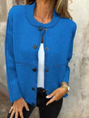 Full Size Button Up Long Sleeve Cardigan Plus Size - Store 42