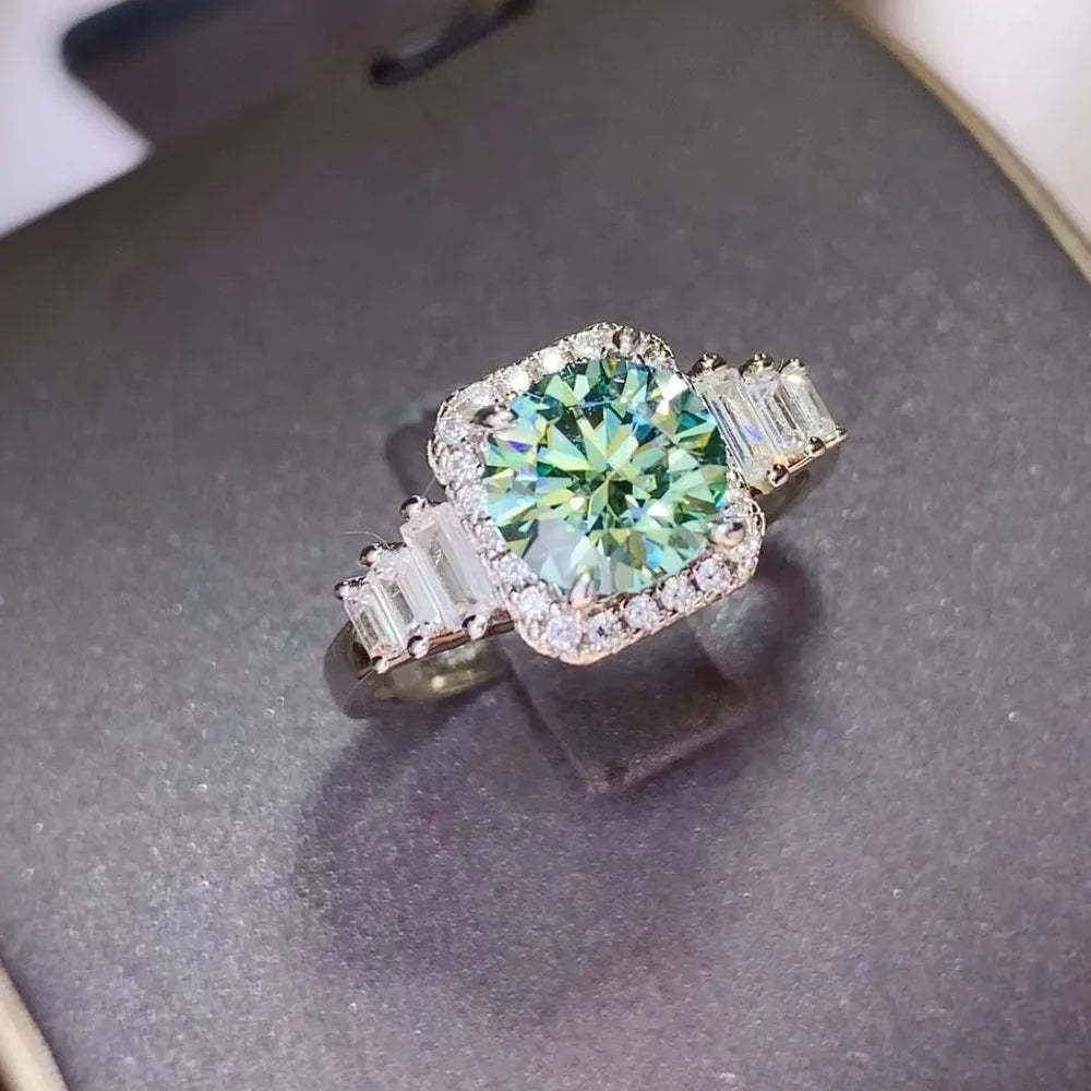 3 Carat Moissanite Ring in 925 Sterling Silver - Elegant Platinum-Plated Design Choice